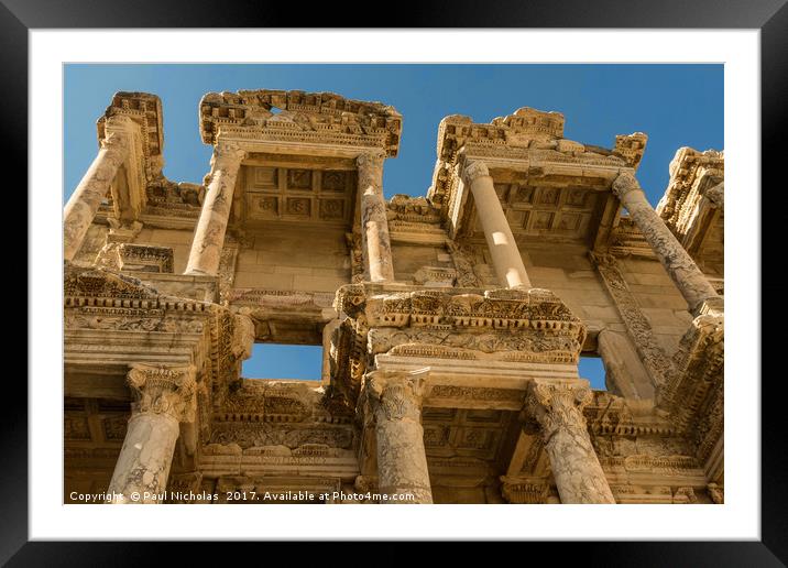 Library of Celsus in Ephesus Framed Mounted Print by Paul Nicholas