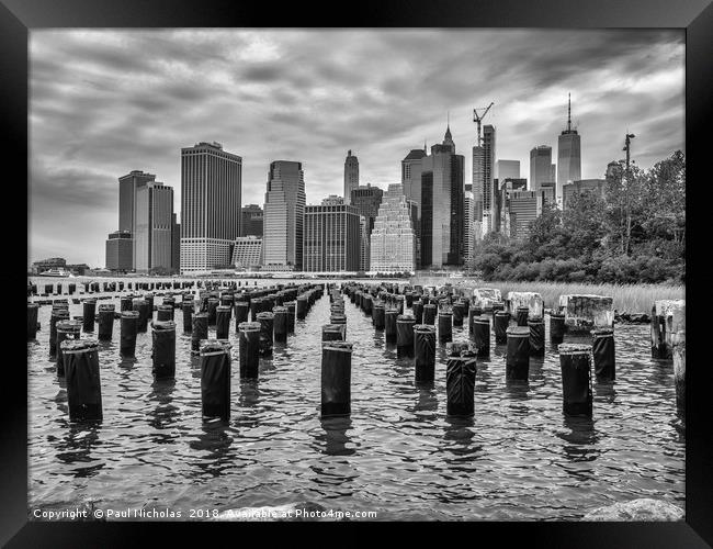 Manhattan from Brooklyn Bridge Park Framed Print by Paul Nicholas