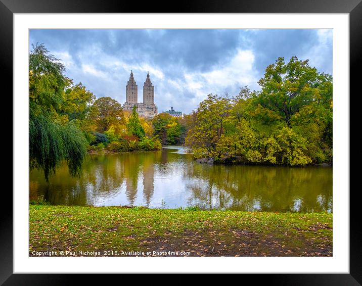 The Lake at Central Park Framed Mounted Print by Paul Nicholas