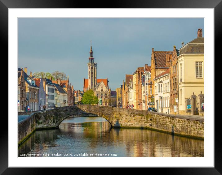 Spring morning in Bruges Framed Mounted Print by Paul Nicholas