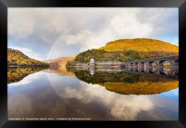 Elan Valley Autumnal Rainbow reflections Framed Print by Daugirdas Racys