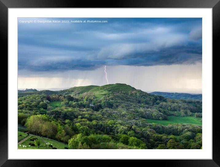 Lightning storm at Malvern Hills Framed Mounted Print by Daugirdas Racys