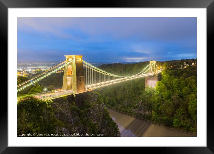 Clifton Suspension Bridge, Bristol in the evening Framed Mounted Print by Daugirdas Racys