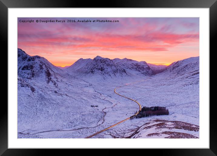 A82 light trails at dusk, Glencoe, Scotland, UK Framed Mounted Print by Daugirdas Racys