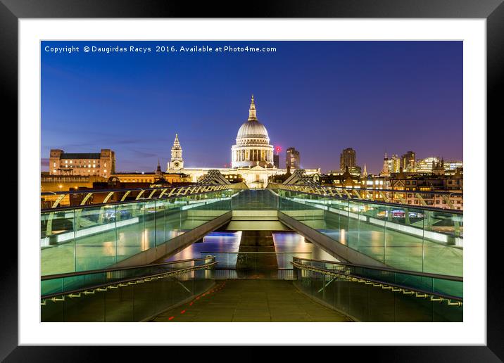 St. Paul's cathedral and Millennium bridge, London Framed Mounted Print by Daugirdas Racys