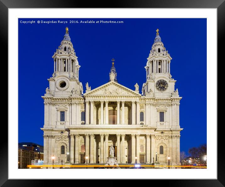 St. Paul's Cathedral, London during the blue hour Framed Mounted Print by Daugirdas Racys