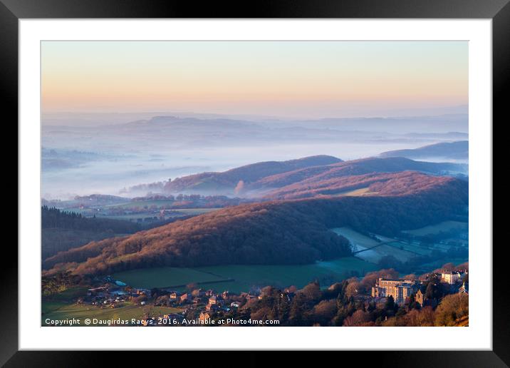 Misty Malvern Hills Panorama Framed Mounted Print by Daugirdas Racys