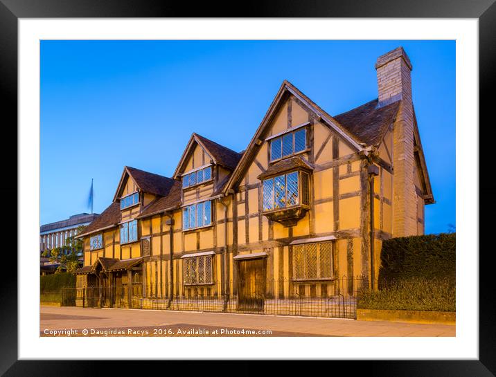 The Shakespeare Birthplace, Stratford-Upon-Avon Framed Mounted Print by Daugirdas Racys