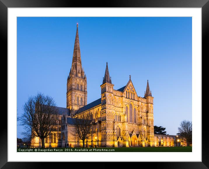 Salisbury Cathedral at night Framed Mounted Print by Daugirdas Racys