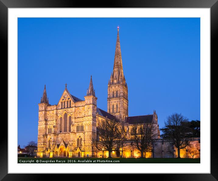 Salisbury Cathedral at twilight Framed Mounted Print by Daugirdas Racys