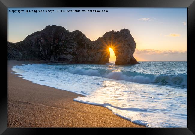 Durdle Door Sunrise Framed Print by Daugirdas Racys