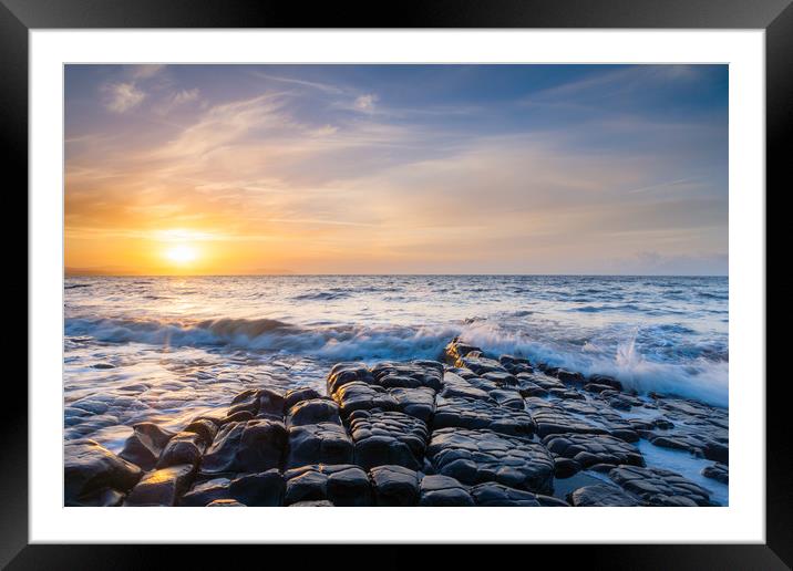 Kilve Beach Sunset Framed Mounted Print by Daugirdas Racys