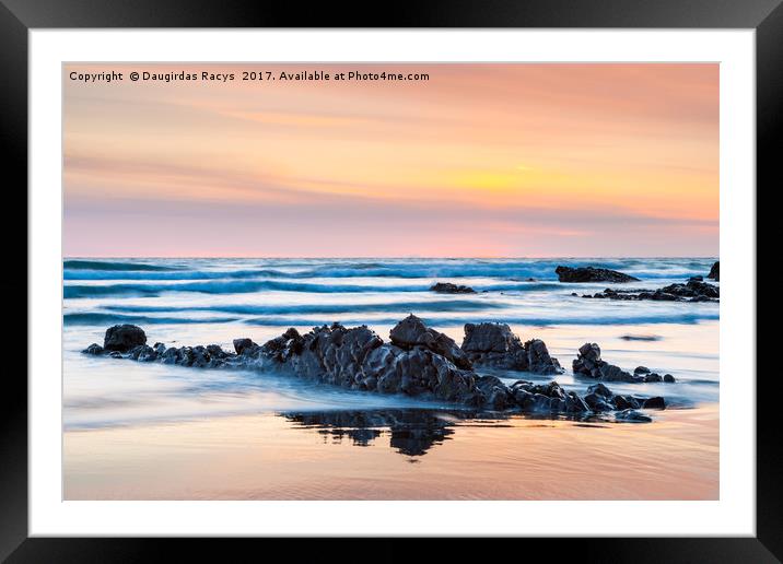 Widemouth Bay Sunset Framed Mounted Print by Daugirdas Racys