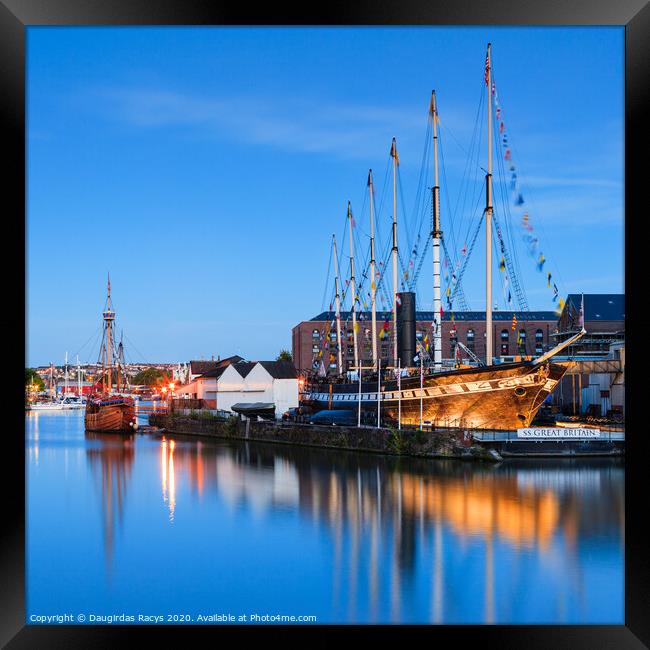 SS Great Britain in Bristol Harbour at night (square) Framed Print by Daugirdas Racys
