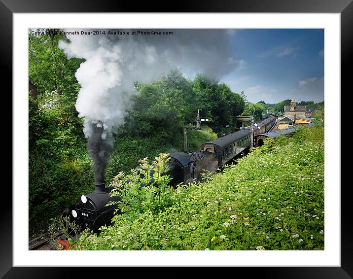 Steam train leaving Alresford Station Framed Mounted Print by Kenneth Dear