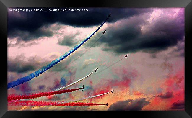 red arrows painting the sky Framed Print by jay clarke