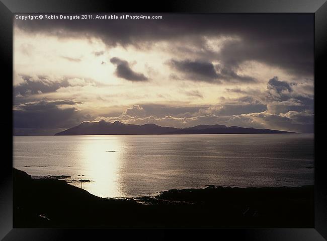 Sunset, Isle of Rhum, Scotland Framed Print by Robin Dengate