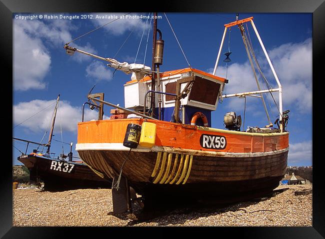 Fishing boat at Hastings, Sussex Framed Print by Robin Dengate