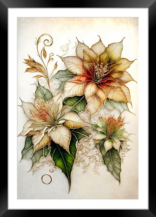 Golden Poinsettia 02 Framed Mounted Print by Amanda Moore