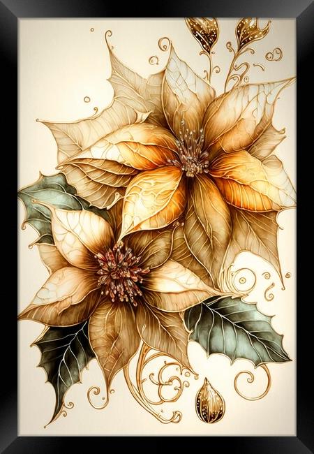 Golden Poinsettias 03 Framed Print by Amanda Moore