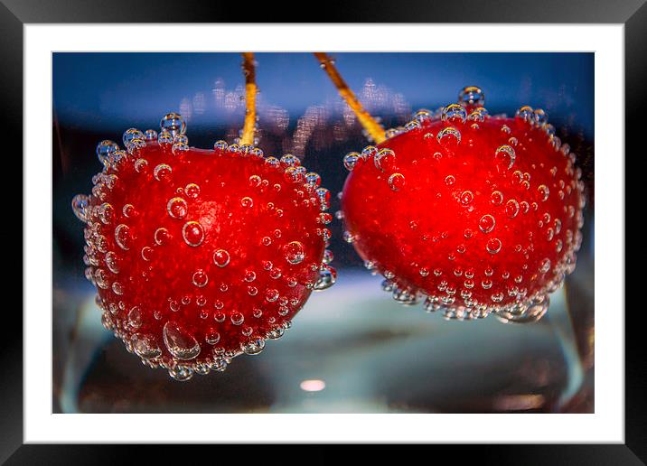 Cherries and bubbles Framed Mounted Print by Marina Otto