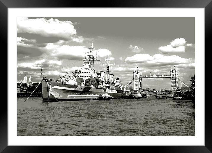  HMS Belfast Framed Mounted Print by Marina Otto