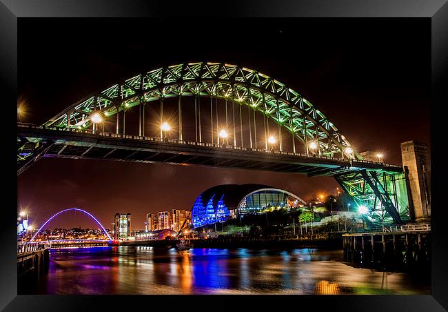 Newcastle Quayside at night Framed Print by Terry Rickeard
