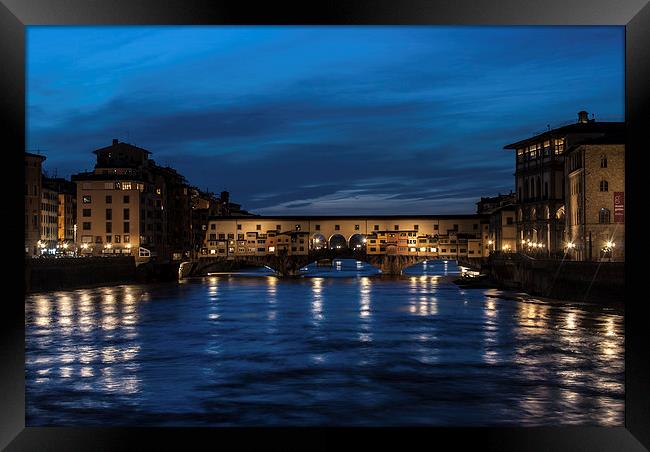 Ponte Vecchio, Florence at night Framed Print by Terry Rickeard