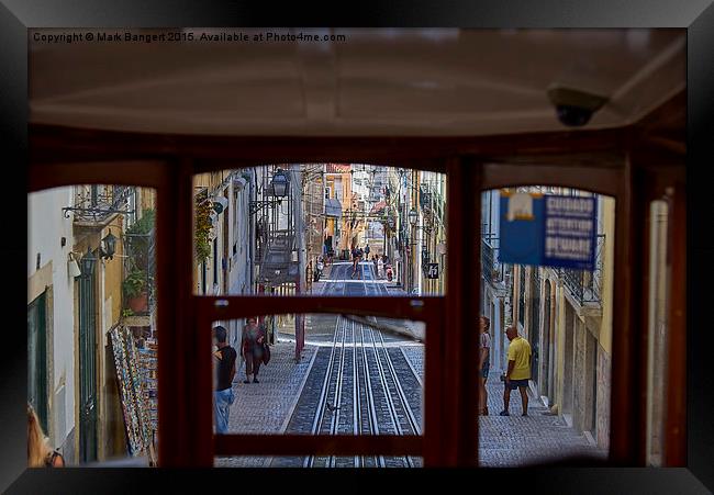  View through a tram window, Lisbon Framed Print by Mark Bangert