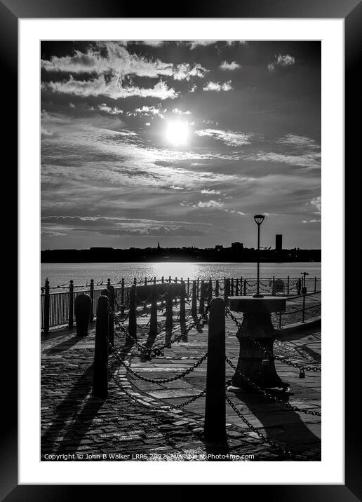 Sunset over the River Mersey Framed Mounted Print by John B Walker LRPS