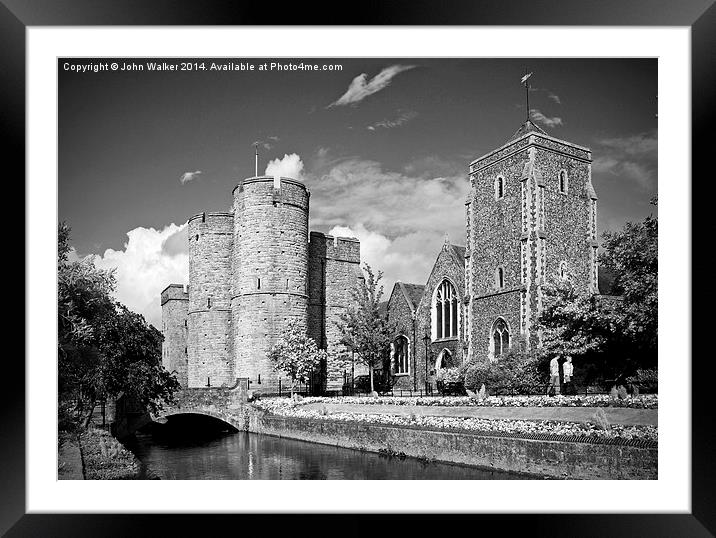 Westgate Towers and Gardens in Canterbury Framed Mounted Print by John B Walker LRPS