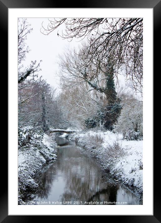 Snow Scene River Stour near Canterbury Kent Englan Framed Mounted Print by John B Walker LRPS