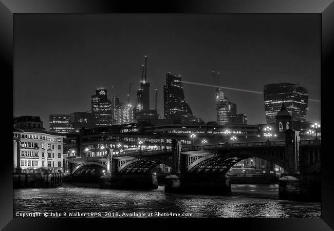 Southwark Bridge and the City of London from the S Framed Print by John B Walker LRPS