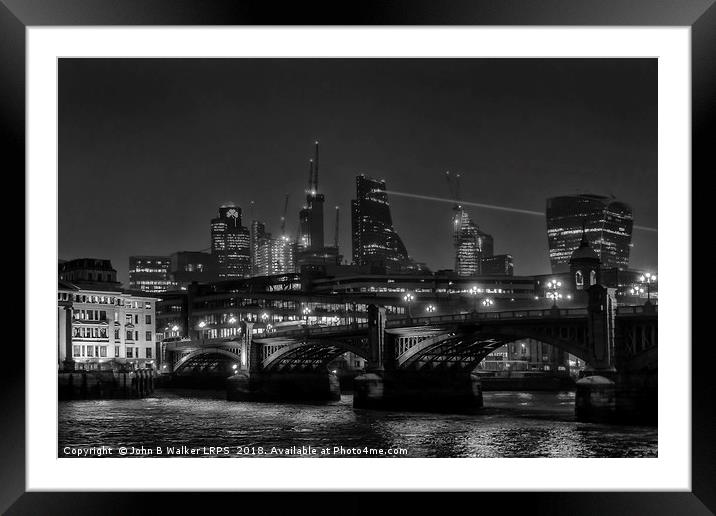 Southwark Bridge and the City of London from the S Framed Mounted Print by John B Walker LRPS