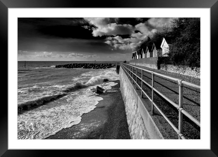 Beach Huts at Sandgate Beach in Kent Framed Mounted Print by John B Walker LRPS