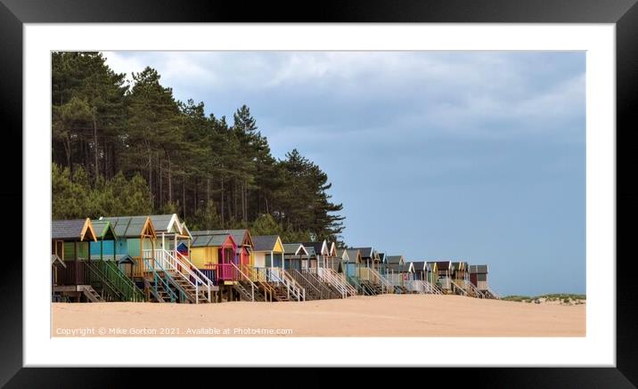 Vibrant Beach Huts in Wells-next-the-Sea Framed Mounted Print by Mike Gorton