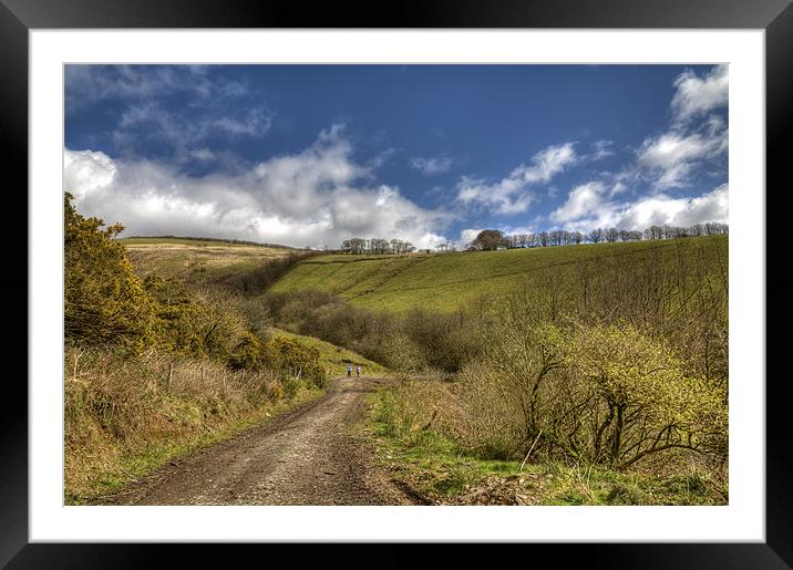 Hiking on Exmoor Framed Mounted Print by Mike Gorton