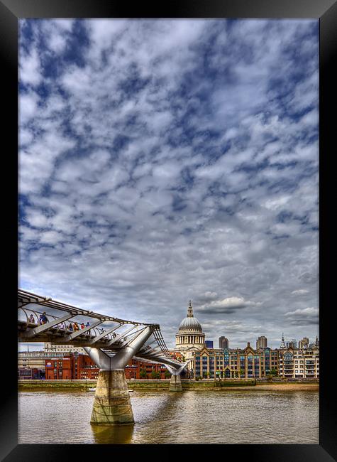London St Paul’s Cathedral and Millennium Bridge Framed Print by Mike Gorton