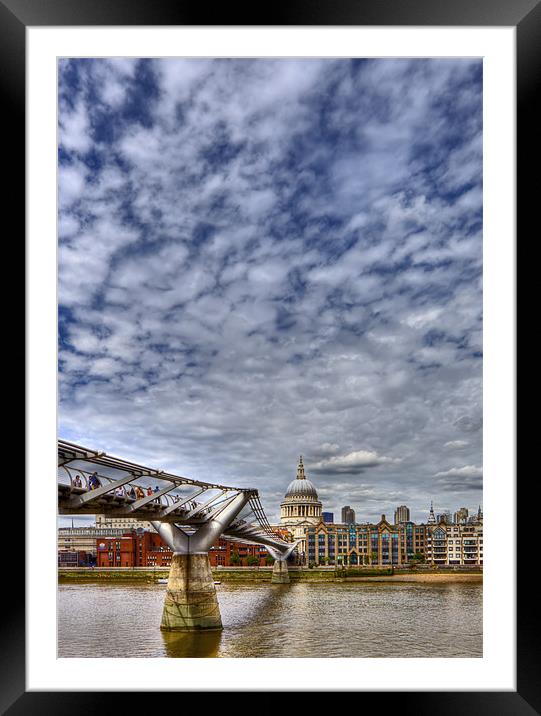 London St Paul’s Cathedral and Millennium Bridge Framed Mounted Print by Mike Gorton