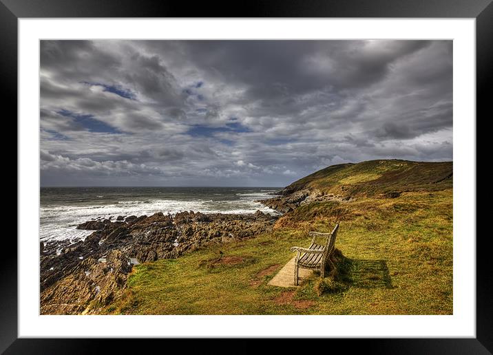 The Bench on Baggy Point Framed Mounted Print by Mike Gorton