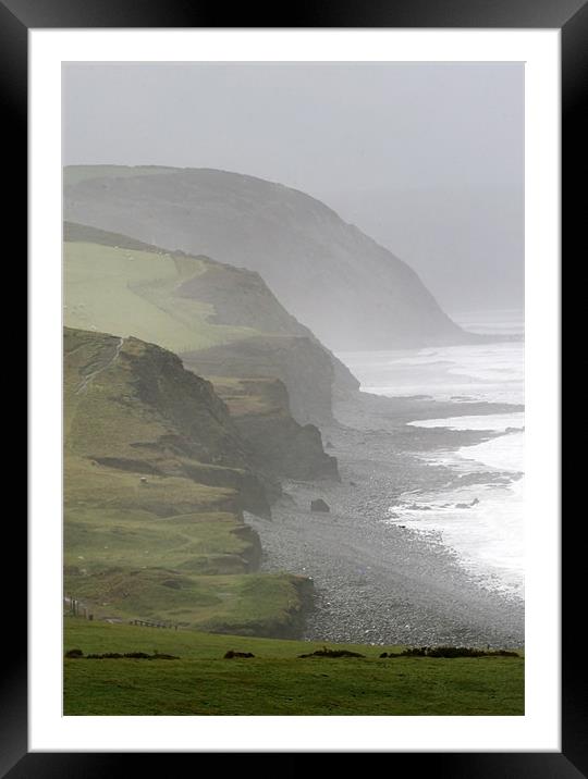 Misty Rugged North Devon Coast Framed Mounted Print by Mike Gorton