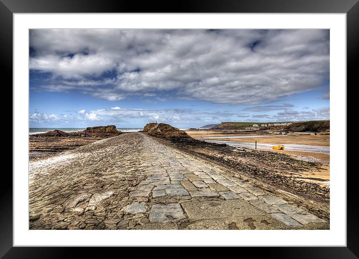 Bude Breakwater Framed Mounted Print by Mike Gorton