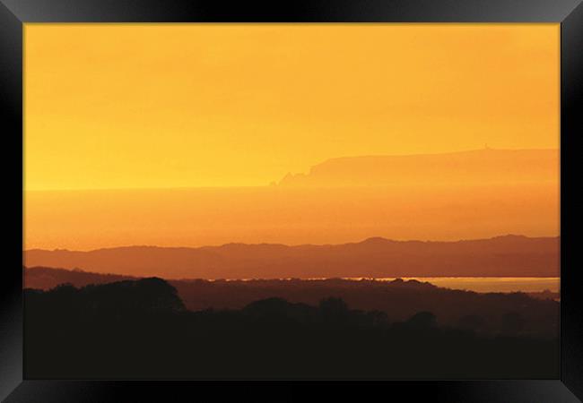 Yellow Devon Sunset Framed Print by Mike Gorton