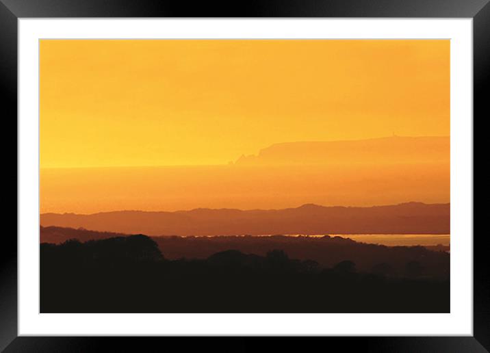 Yellow Devon Sunset Framed Mounted Print by Mike Gorton