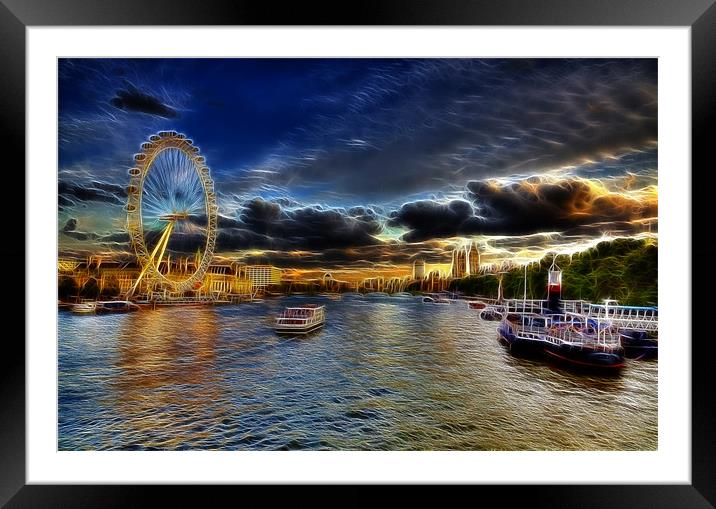 Electric Millennium Wheel London Framed Mounted Print by Mike Gorton