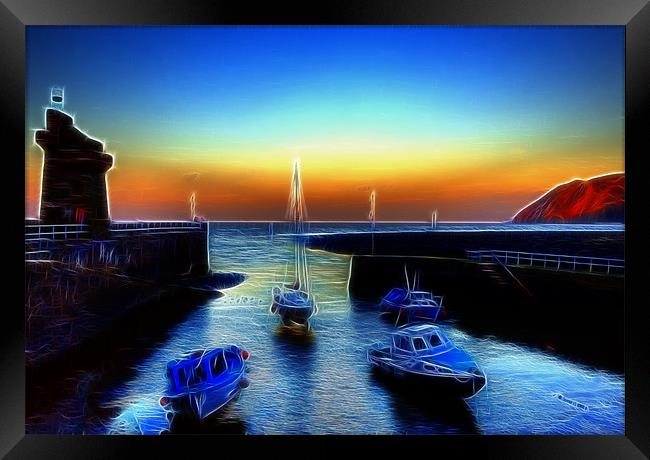 Electric Lynmouth Sunset Framed Print by Mike Gorton
