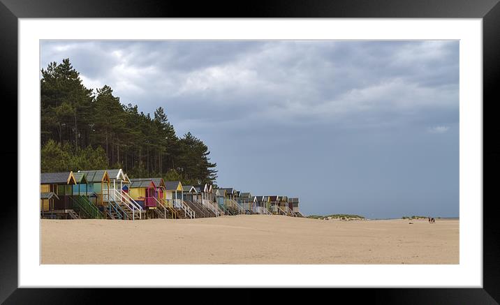 Beach Huts on Wells-next-the-Sea in North Norfolk Framed Mounted Print by Mike Gorton