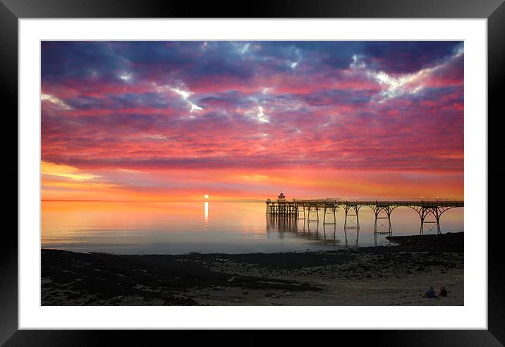 Clevedon Pier Sunset Framed Mounted Print by Mike Gorton