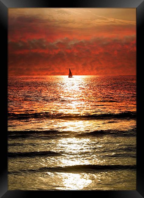 Dramatic Red Sunset Yachting Adventure Framed Print by Mike Gorton