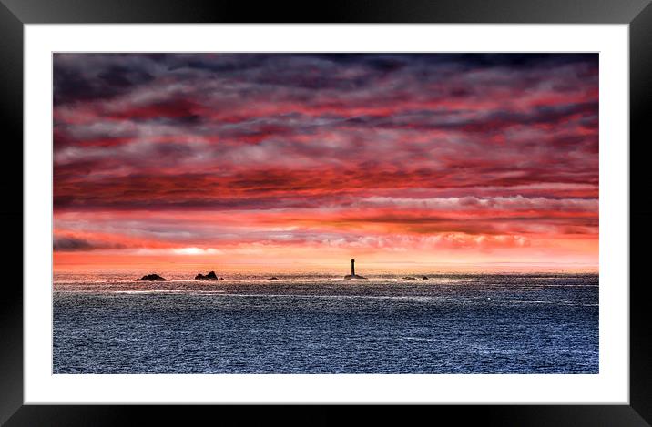Lands End Red Sky over Long Ships Framed Mounted Print by Mike Gorton